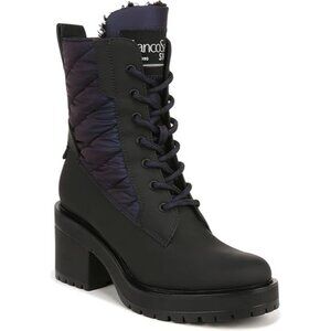 Franco Sarto Dizzy Heeled Winter Boots Navy Water Repellent Ankle Booties 10 NIB